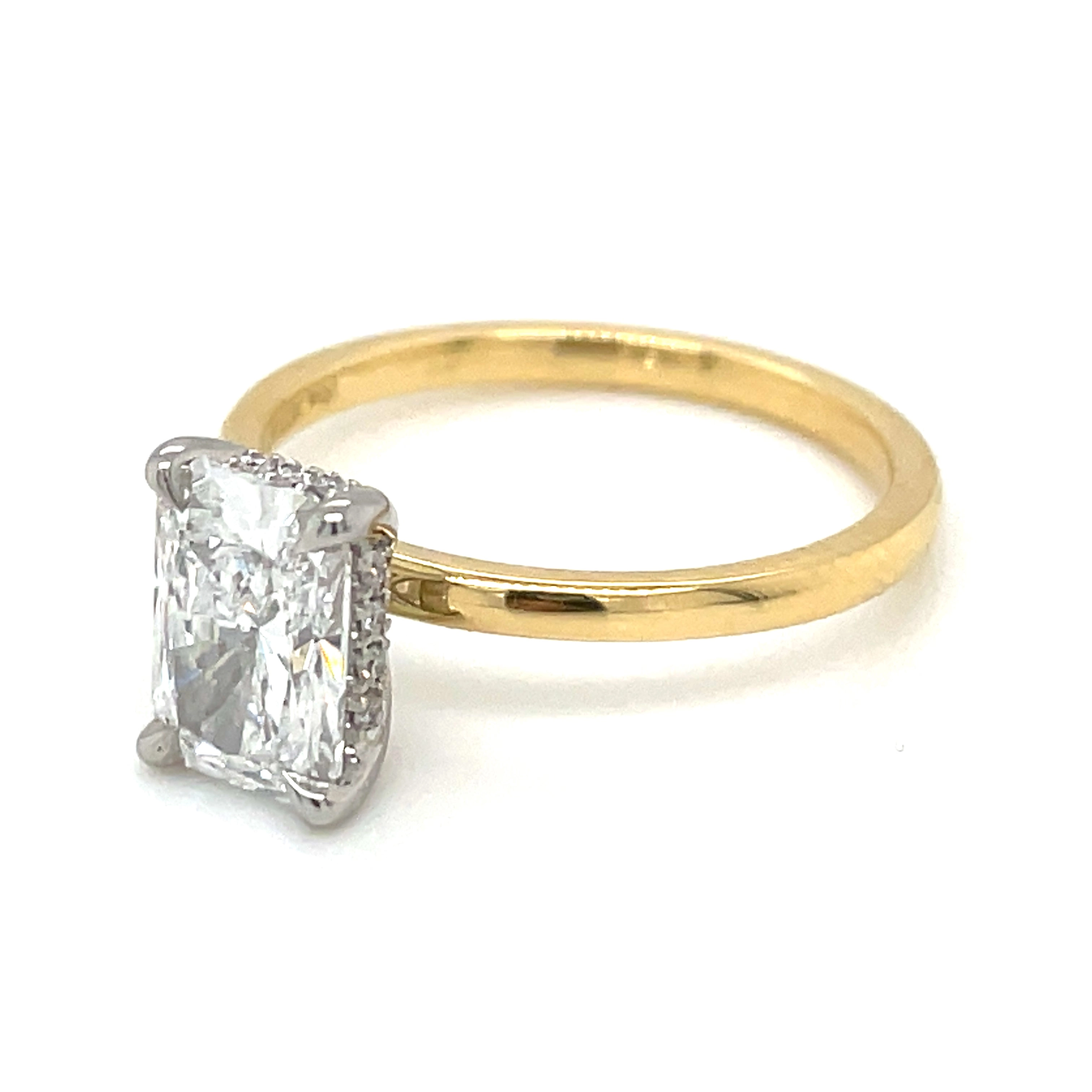 Zara - 18ct Yellow Gold 1.45ct Laboratory Grown Radiant Diamond Engagement Ring with Hidden Halo